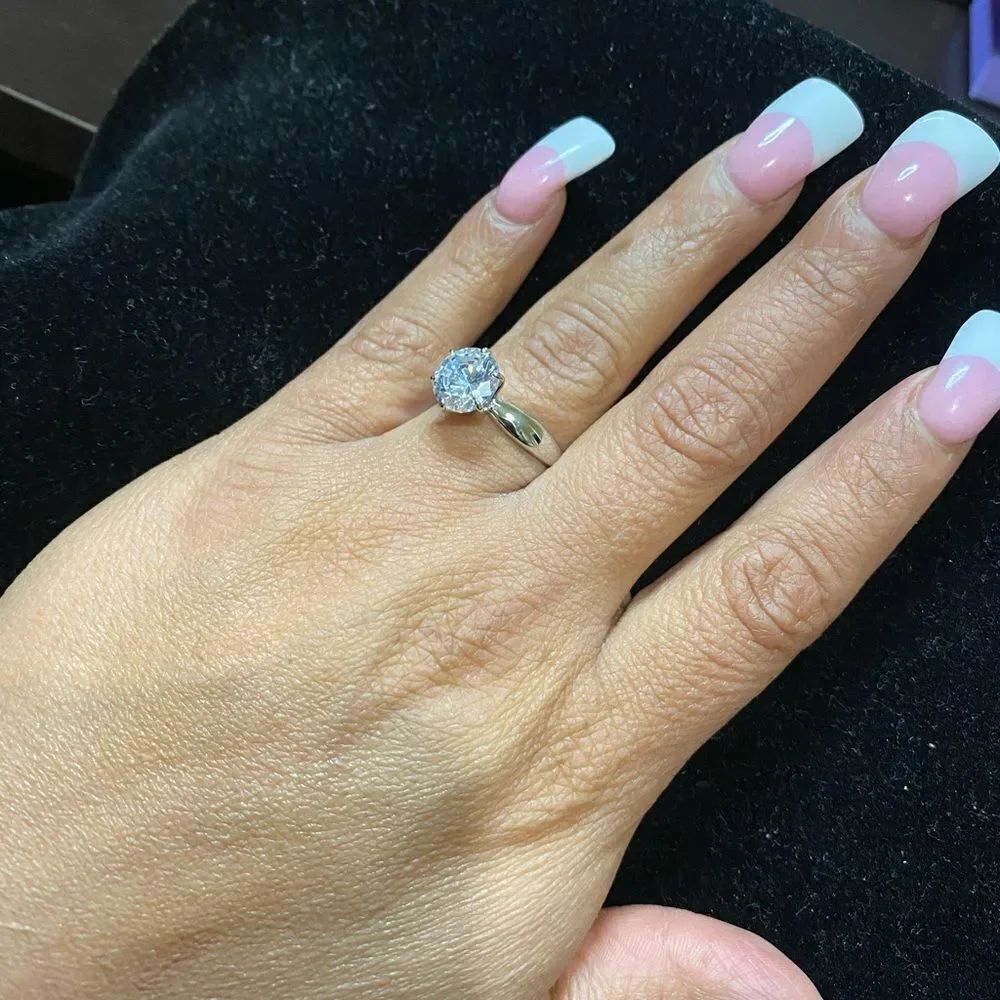 3.50 TCW Round Cubic Zirconia Platinum Over Sterling Silver Engagement Ring